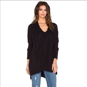 Free People Cable V Neck Sweater